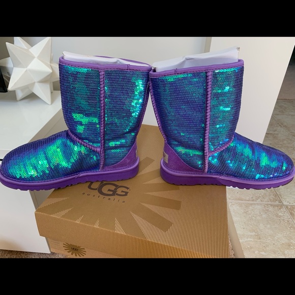 UGG SPARKLES SHORT BOOT PURPLE SIZE 5 - Picture 4 of 11